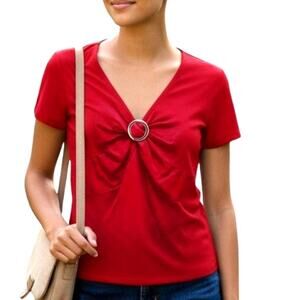 ❤️ New Directions Buckle Top | Petite L | Cotton T-shirt Blouse